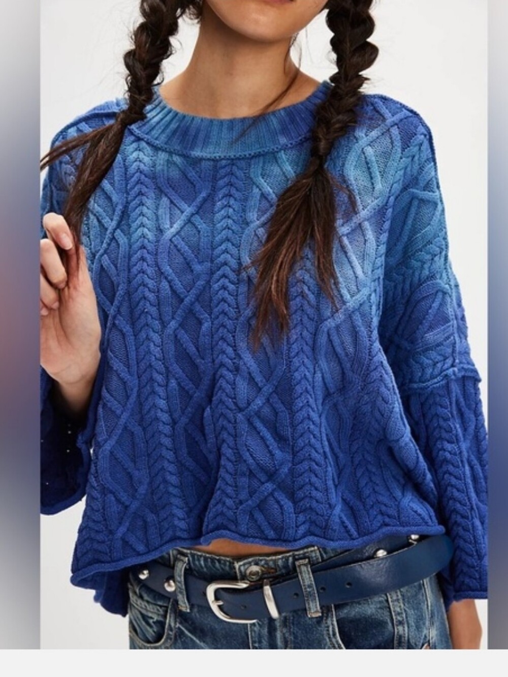 Free People Washed Ashore Cable Knit Sweater NWOT